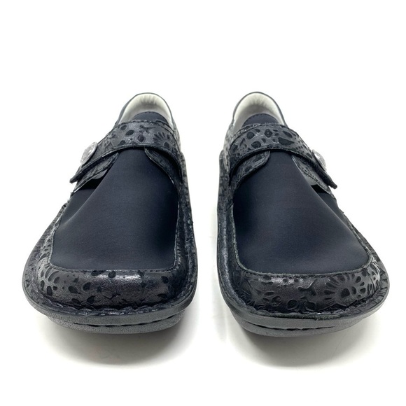 Alegria DEN-435W Women Black Embossed Leather Neoprene Casual Shoes - Picture 3 of 7